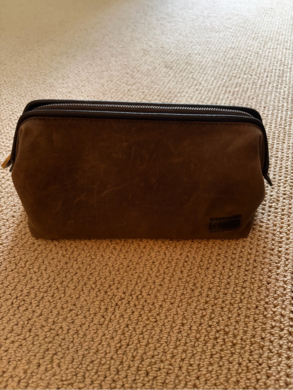 Fossil Men's Brown Canvas Dopp Kit Toiletry Bag